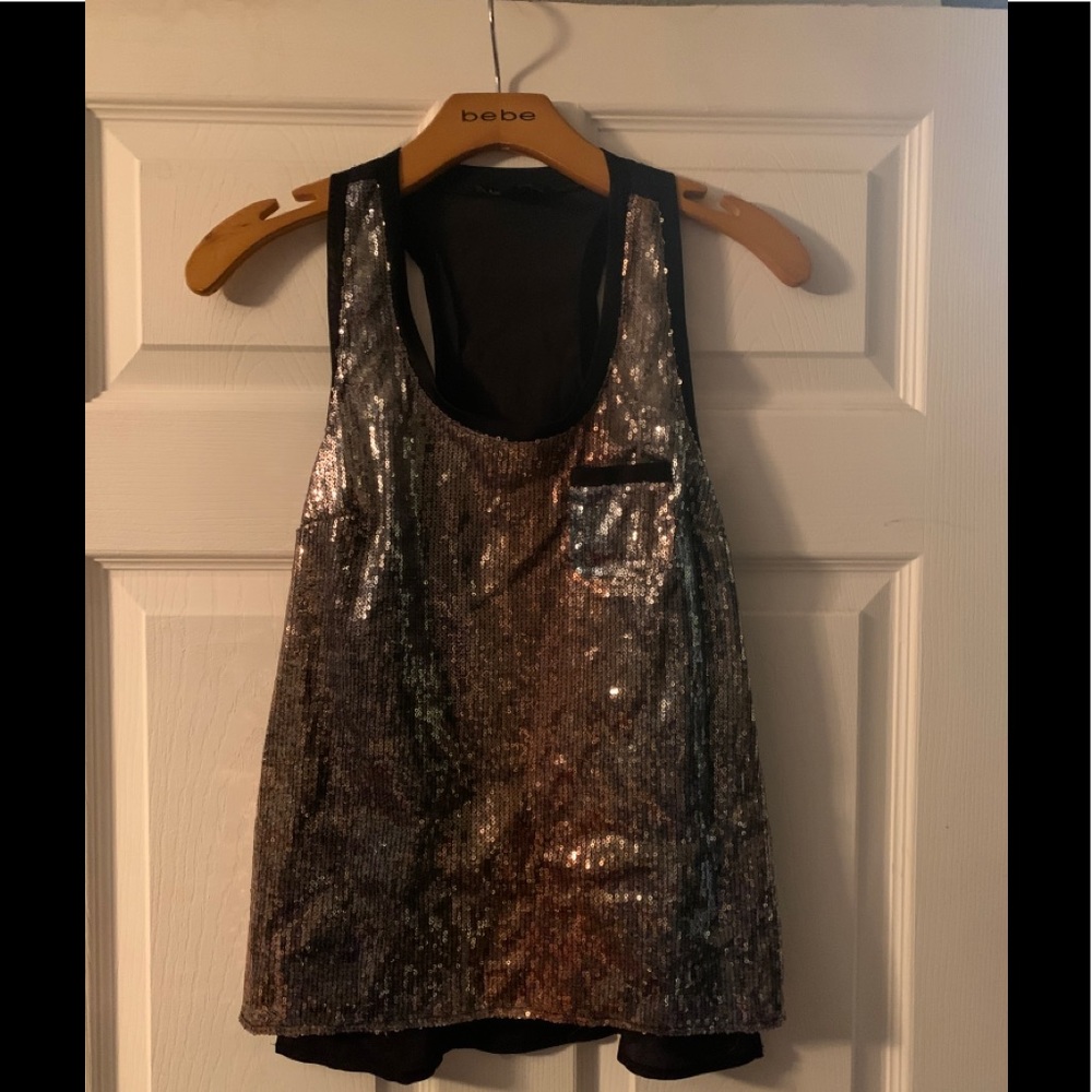 Bebe sleeveless sequence shirt
